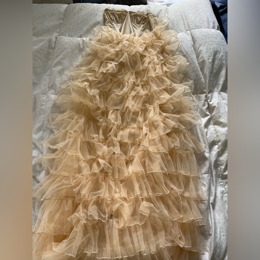 Elegant Cream Ruffled Dress
